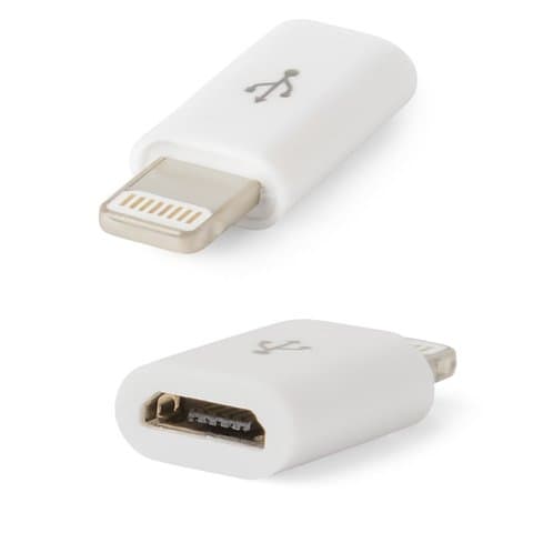 Адаптер, Micro-USB на Lightning, білий