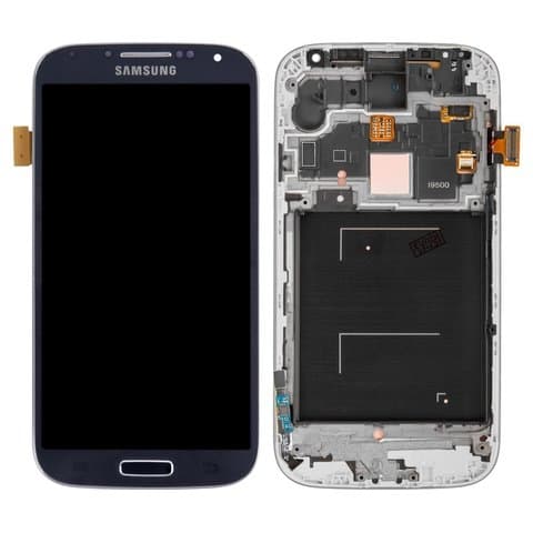 Дисплей Samsung GT-i9500 Galaxy S4, синий | с тачскрином | с передней панелью | оригинал | дисплейный модуль, экран, монитор