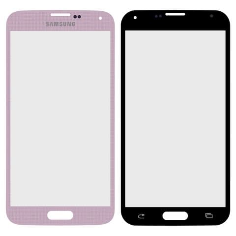 Стекло дисплея Samsung SM-G900 Galaxy S5, розовое | стекло тачскрина