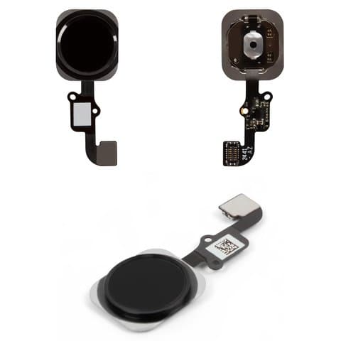 Шлейф Apple iPhone 6, iPhone 6 Plus, кнопки HOME (меню), с пластиком, чорний, Original (PRC)