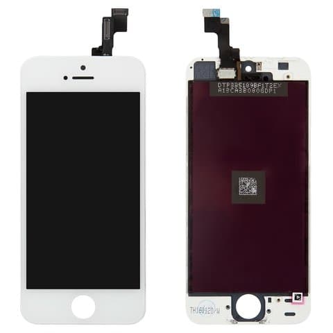 Дисплей Apple iPhone 5S, Apple iPhone SE, білий | з тачскріном | Copy, Tianma | дисплейный модуль, экран