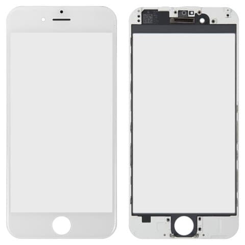 Стекло дисплея Apple iPhone 6, белое, с рамкой, с OCA-пленкой | стекло тачскрина