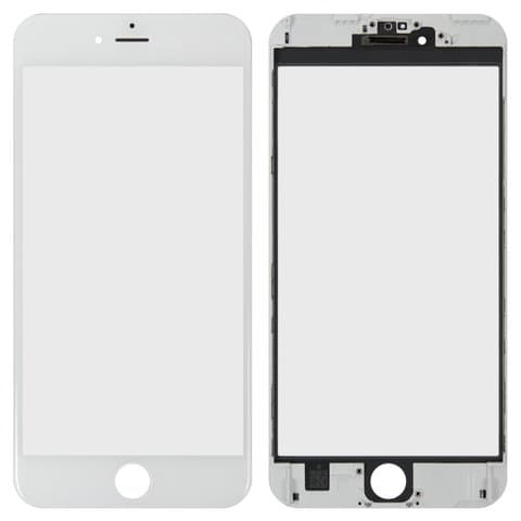 Стекло дисплея Apple iPhone 6S Plus, белое, с рамкой, с OCA-пленкой | стекло тачскрина