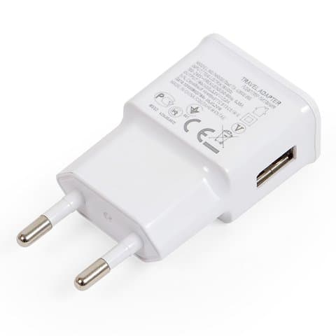 Сетевое зарядное устройство, (USB-выход 5V 1A), 220 В, белое, 10 W