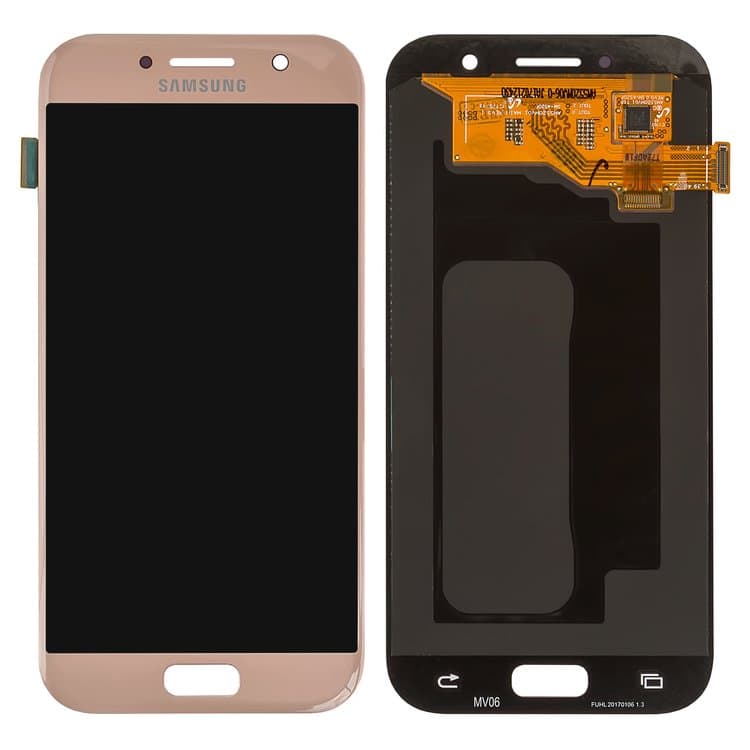 Дисплей Samsung SM-A520 Galaxy A5 (2017), розовый | с тачскрином | оригинал (реновация), AMOLED | дисплейный модуль, экран, монитор