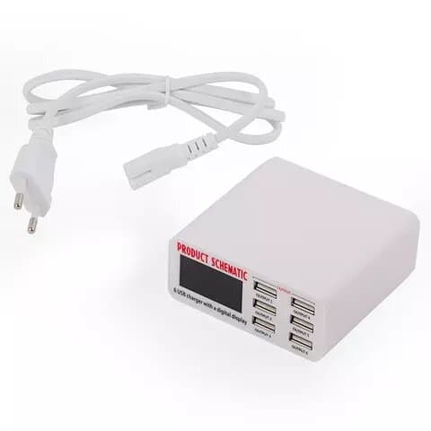 Сетевое зарядное устройство WLX-899, 6 USB-портов c выходом 5 В 6 А, 220 В, белое, USB тип-A, АКЦИОННАЯ ЦЕНА!