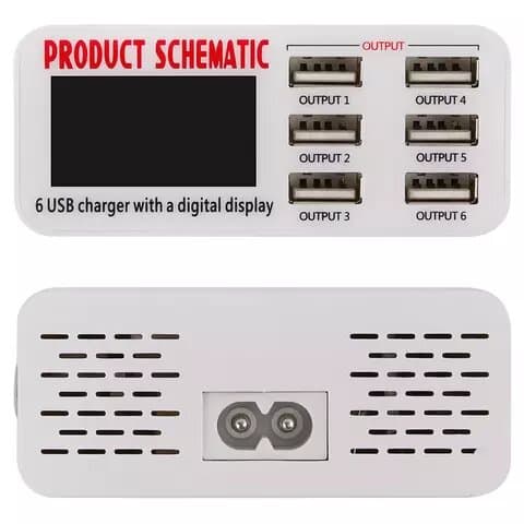 Сетевое зарядное устройство WLX-899, 6 USB-портов c выходом 5 В 6 А, 220 В, белое, USB тип-A, АКЦИОННАЯ ЦЕНА!