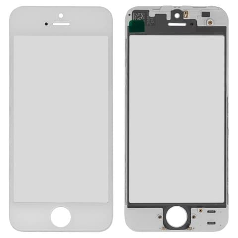 Стекло дисплея Apple iPhone 5, с OCA-пленкой, с рамкой | белое | стекло тачскрина