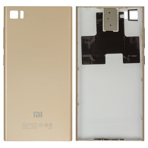 Задняя крышка Xiaomi Mi 3, золотистая, WCDMA, Original (PRC) | корпус, панель аккумулятора, АКБ, батареи