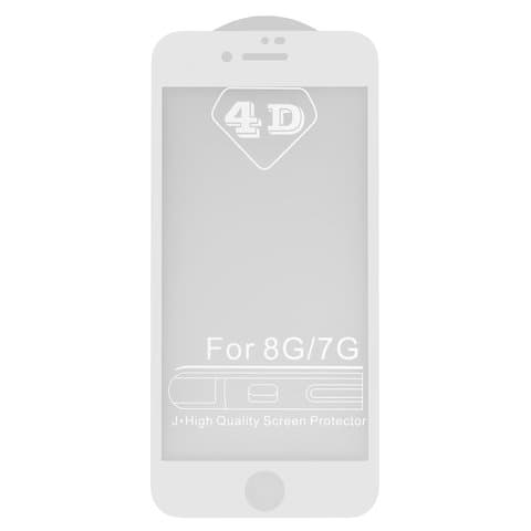 Закаленное защитное стекло Apple iPhone 7, iPhone 8, iPhone SE 2020, iPhone SE 2022, белое, 0.26 мм, 5D, Full Glue (клей по всей площади стекла), совместимо с чехлом