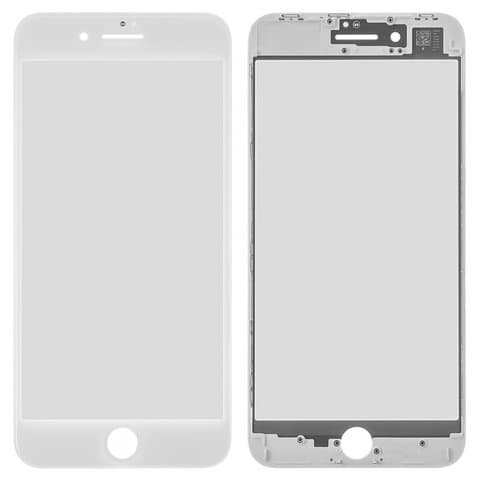 Стекло дисплея Apple iPhone 8 Plus, белое, с рамкой | стекло тачскрина