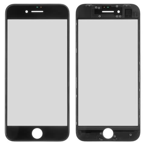Стекло дисплея Apple iPhone 8, черное, с OCA-пленкой, с рамкой | стекло тачскрина