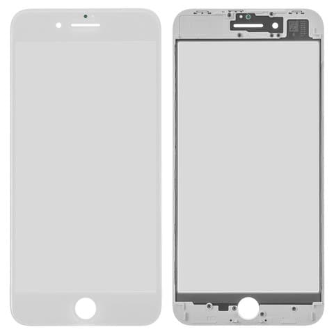 Стекло дисплея Apple iPhone 8 Plus, белое, с OCA-пленкой, с рамкой | стекло тачскрина