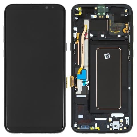 Дисплей Samsung SM-G955 Galaxy S8 Plus, черный, Midnight Black, с тачскрином | с передней панелью, оригинал (Сервис-Центр), SUPER AMOLED, GH97-20470A, GH97-20564A, GH97-20565A | дисплейный модуль, экран, монитор
