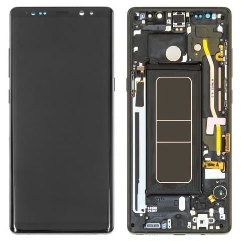 Дисплей Samsung SM-N950 Galaxy Note 8, черный, Midnight Black | с тачскрином | с передней панелью | Original (Сервис-Центр), AMOLED, GH97-21065A | дисплейный модуль, экран