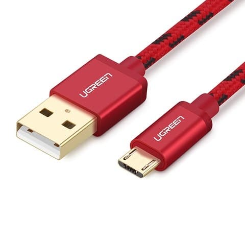 USB-кабель UGREEN, Micro-USB, 100 см, в нейлоновой оплетке, 2.0 А, красный