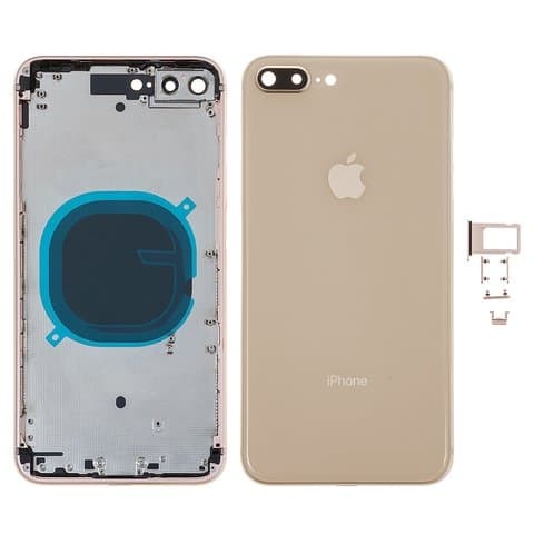 Корпус Apple iPhone 8 Plus, золотистый, с держателем SIM-карты, с боковой кнопкой, Original (PRC), (панель, панели)