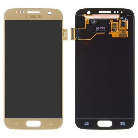 Дисплей Samsung SM-G930 Galaxy S7, золотистый | с тачскрином | Original (реновация), Super AMOLED | дисплейный модуль, экран