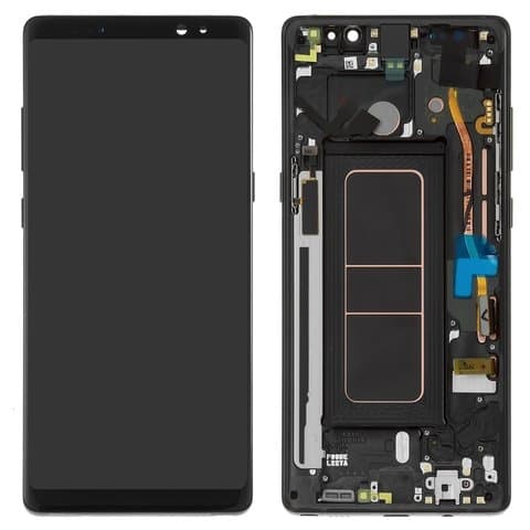 Дисплей Samsung SM-N950 Galaxy Note 8, черный, Midnight Black | с тачскрином | с передней панелью | Original (PRC), AMOLED | дисплейный модуль, экран, монитор