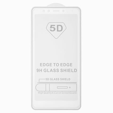 Закаленное защитное стекло Xiaomi Redmi 5, белое, 5D, Full Glue (клей по всей площади стекла), совместимо с чехлом