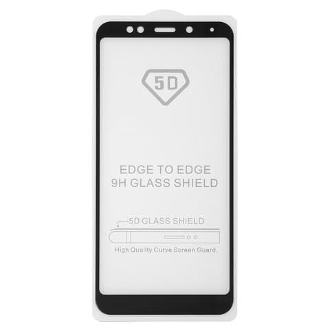 Закаленное защитное стекло Xiaomi Redmi 5 Plus, MEG7, черное, 5D, Full Glue (клей по всей площади стекла), совместимо с чехлом