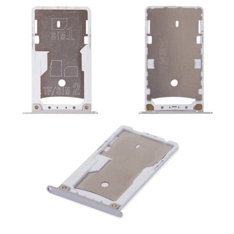 Держатель (лоток) SIM-карты Xiaomi Redmi 4X, серебристый, Original (PRC)