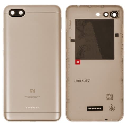 Задняя крышка Xiaomi Redmi 6A, золотистая, single SIM (на 1 SIM-карту), Original (PRC) | корпус, панель аккумулятора, АКБ, батареи