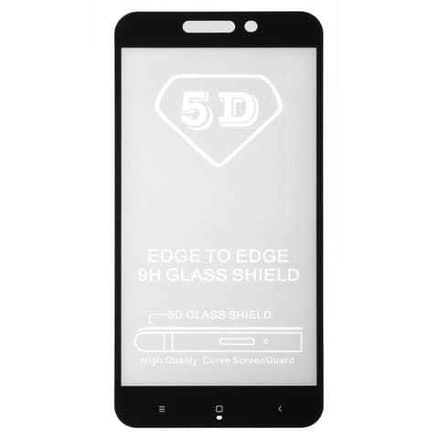 Закаленное защитное стекло Xiaomi Redmi 4A, черное, Full Screen, Full Glue (клей по всей площади стекла), совместимо с чехлом