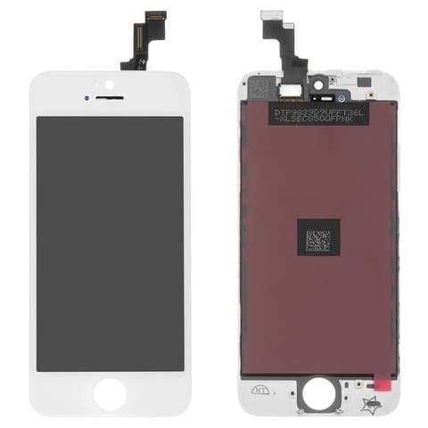 Дисплей Apple iPhone 5S, Apple iPhone SE, белый | с тачскрином | High Copy | дисплейный модуль, экран