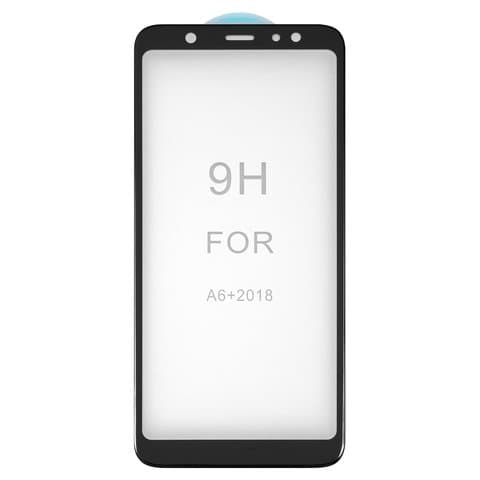 Закаленное защитное стекло Samsung SM-A605 Galaxy A6 Plus (2018), черное, совместимо с чехлом