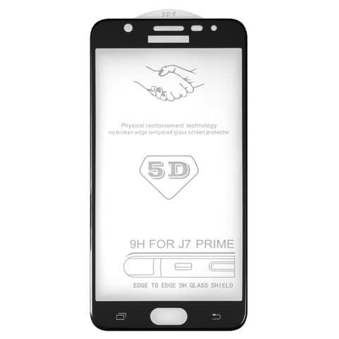 Закаленное защитное стекло Samsung SM-G610 Galaxy J7 Prime, черное, совместимо с чехлом