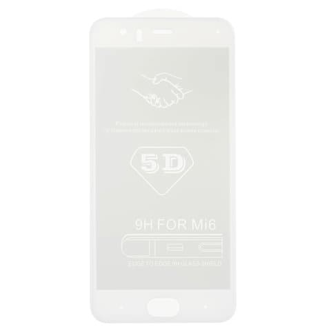 Закаленное защитное стекло Xiaomi Mi 6, MCE16, белое, 5D, Full Glue (клей по всей площади стекла), совместимо с чехлом