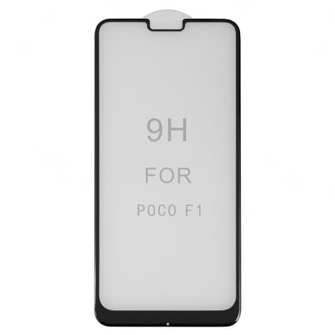 Закаленное защитное стекло Xiaomi Pocophone F1, M1805E10A, черное, 5D, Full Glue (клей по всей площади стекла), совместимо с чехлом