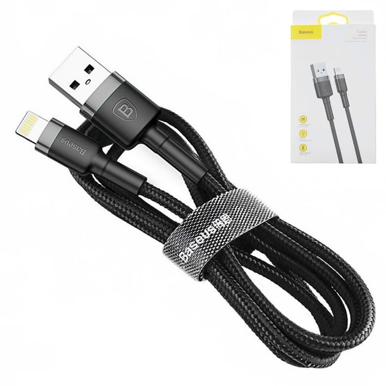 USB-кабель Baseus, Lightning, 100 см, в нейлоновой оплетке, 2.4 А, чорний, CALKLF-BG1