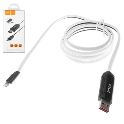 USB-кабель Hoco U29, Lightning, 100 см, с цифровым индикатором зарядки, 2.0 А, белый