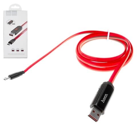 USB-кабель Hoco U29, Micro-USB, 2.0 А, 100 см, с цифровым индикатором зарядки, красный