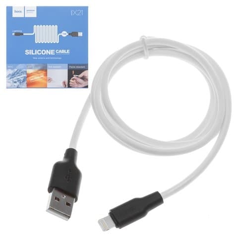 USB-кабель Hoco X21, Lightning, 100 см, силиконовый, 2.0 А, белый