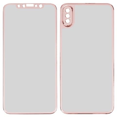 Закаленное защитное стекло Apple iPhone X, розовое, совместимо с чехлом