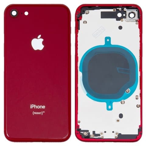 Корпус Apple iPhone 8, красный, с держателем SIM-карты, с боковыми кнопками, Original (PRC), (панель, панели)