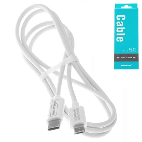 USB-кабель Nillkin, Type-C на Micro-USB, 100 см, 2.1 А, білий
