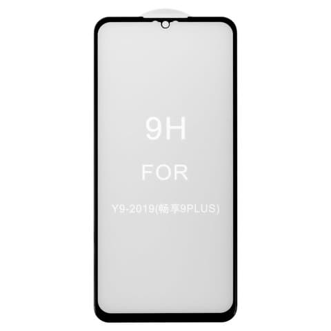 Закаленное защитное стекло Huawei Y9 (2019), черное, 5D, Full Glue (клей по всей площади стекла), совместимо с чехлом