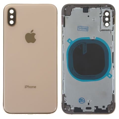 Корпус Apple iPhone XS, золотистый, с держателем SIM-карты, с боковыми кнопками, Original (PRC), (панель, панели)