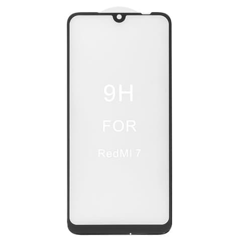 Закаленное защитное стекло Xiaomi Redmi 7, M1810F6LG, M1810F6LH, M1810F6LI, черное, 5D, Full Glue (клей по всей площади стекла), совместимо с чехлом