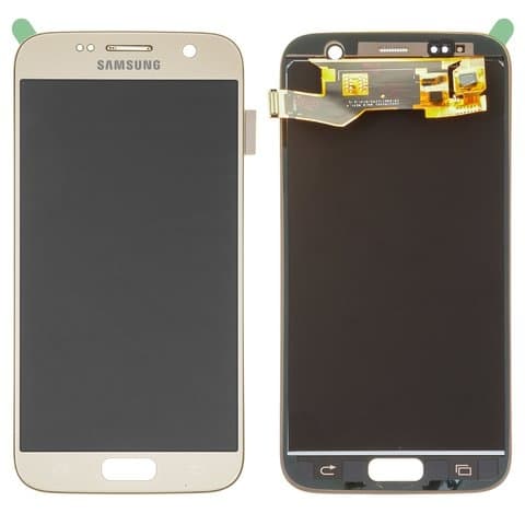 Дисплей Samsung SM-G930 Galaxy S7, золотистый | с тачскрином | High Copy, IPS | дисплейный модуль, экран