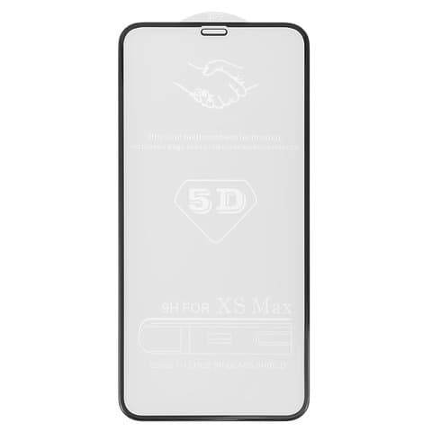 Закаленное защитное стекло Apple iPhone 11 Pro Max, iPhone XS Max, черное, 5D, Full Glue (клей по всей площади стекла), совместимо с чехлом