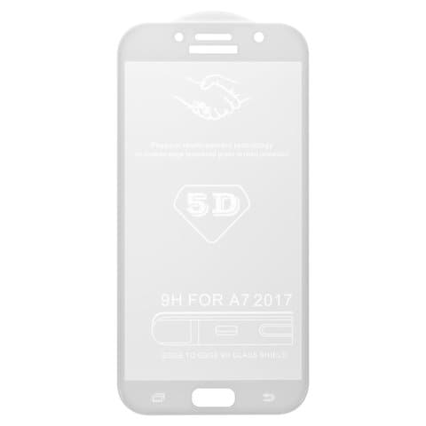 Закаленное защитное стекло Samsung SM-A720 Galaxy A7 (2017), белое, совместимо с чехлом