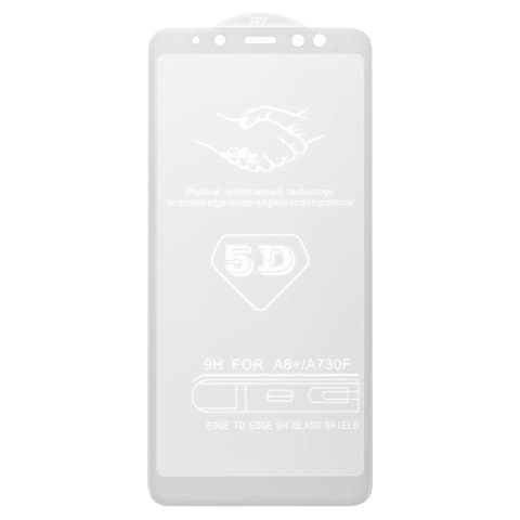 Закаленное защитное стекло Samsung SM-A730 Galaxy A8 Plus (2018), белое, совместимо с чехлом