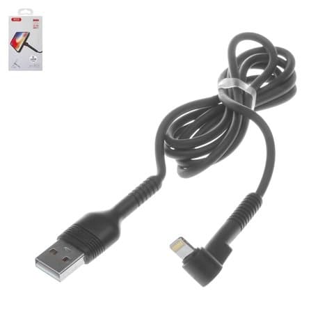 USB-кабель XO NB100, Lightning, 100 см, Г-образный, 2.1 А, чорний