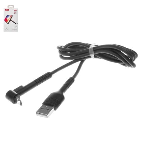 USB-кабель XO NB100, Micro-USB, 100 см, Г-образный, 2.1 А, чорний