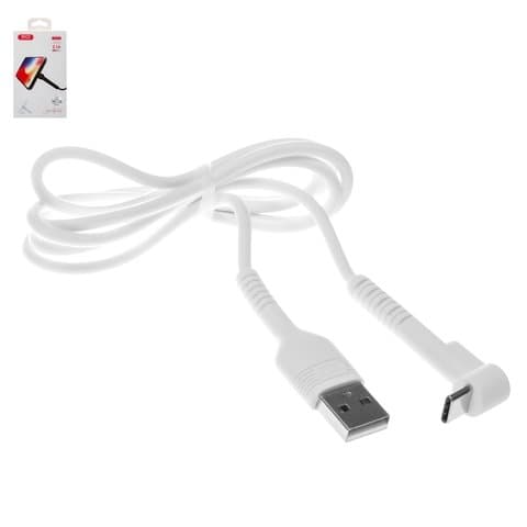USB-кабель XO NB100, Type-C, 100 см, Г-образный, 2.1 А, белый